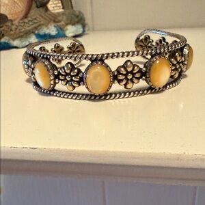 Gold Mother of Pearl Cuff Bracelet Small